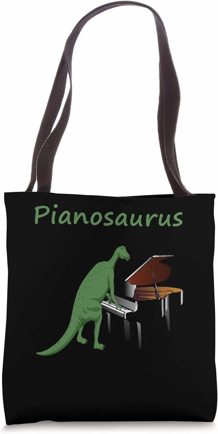 Awesome Pianosaurus Dinosaur Playing Scales Piano Chords Fun Tote Bag