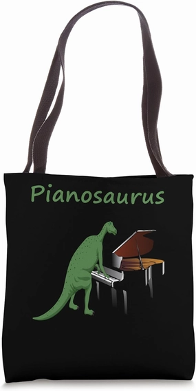 Awesome Pianosaurus Dinosaur Playing Scales Piano Chords Fun Tote Bag