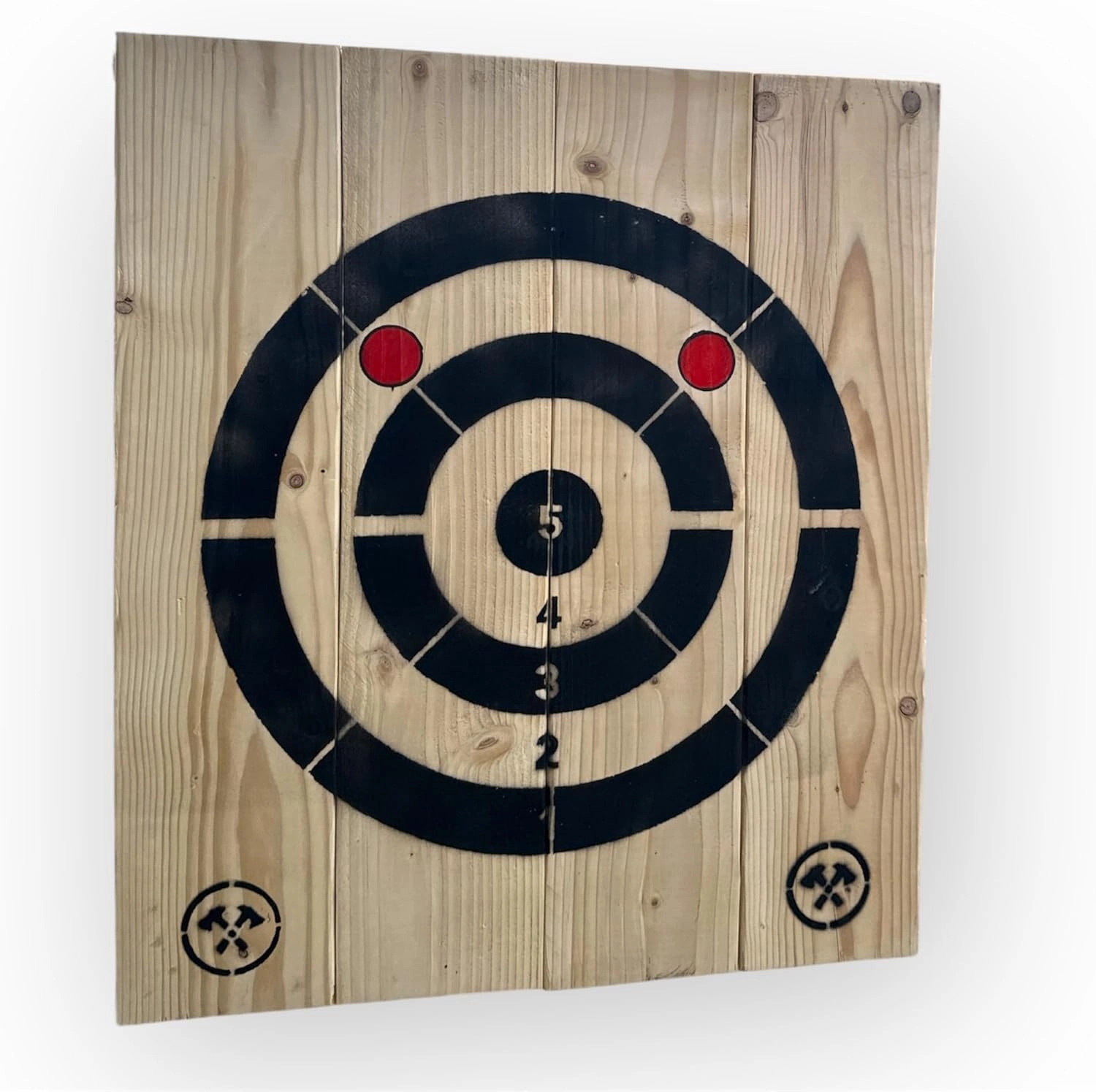 Axe and Knife Throwing Target. Golden Oak, Spruce 5 Point Hanging Target with Kill Shots, Perfect for Parties, Events, Gifts and Practice