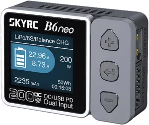 B6 neo B6neo 200W Smart Charger PD 80W for RC Helicopter, Aircraft Li-Polymer/Life/Li-Ion/NiMH/NiCd/Lead Batteries (Grey)