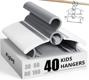 Baby Hangers, 40PCS Adjustable Infant Clothes Hanger Set - Expandable Stackable Design, 11-14 Inch Non-Slip Grey Hangers for Nursery & Kids Wardrobe Organization, Toddler Garment Holders