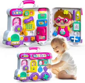 Baby Montessori Busy Board for 1-2 Year Old Boy Girl Gift,Musical Toddler Toys for 1  Year Old,Early Educational Montessori Toy for Toddlers 1-3,Birthday Gifts for 1 Year Old Girl