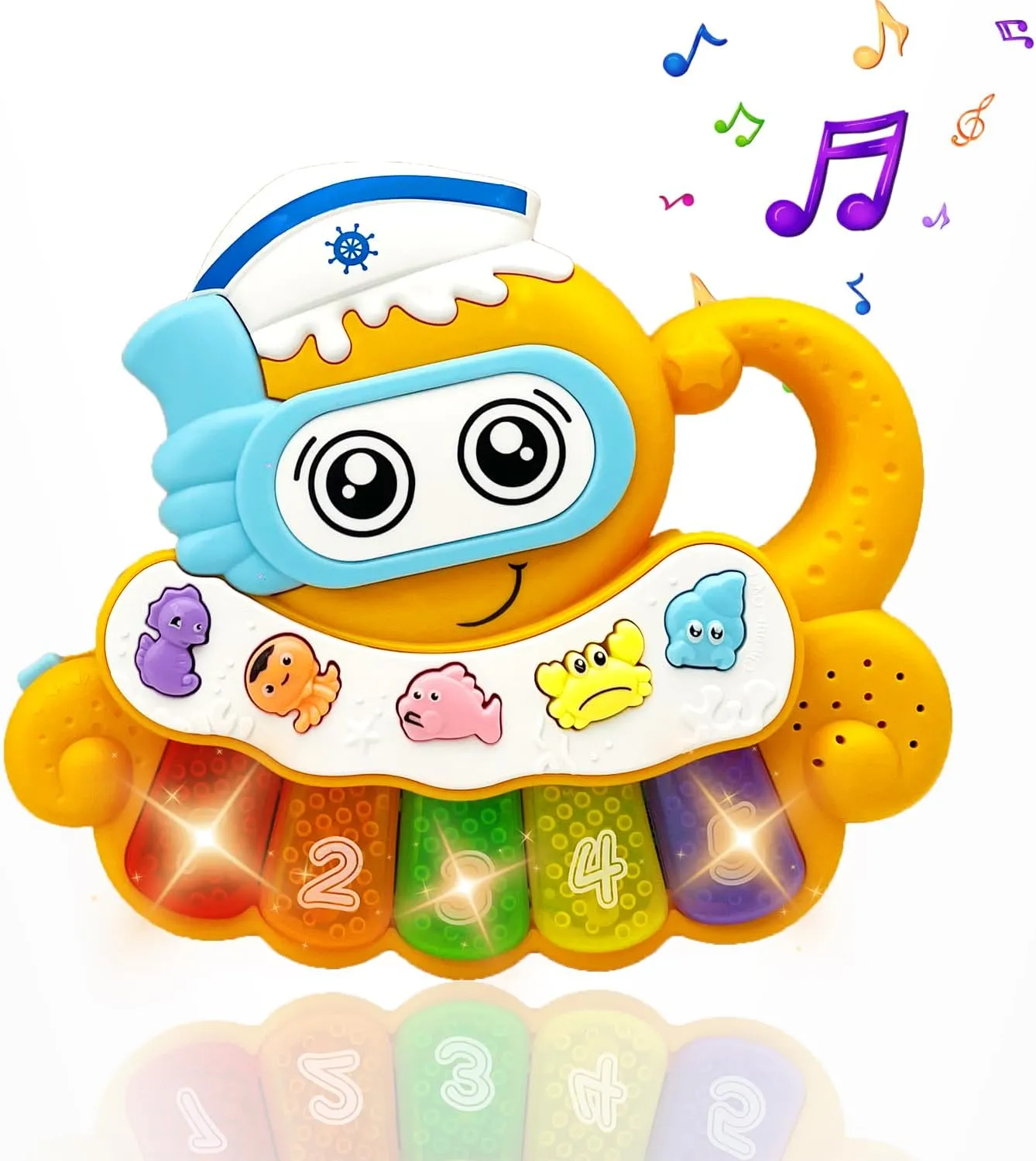 Baby Musical Toys 12-18 Months, Octopus Piano Keyboard Early Learning Educational Toy with Light & Sound, Birthday Toy for Infant Toddler 1 Year Old Boy Girl Gifts