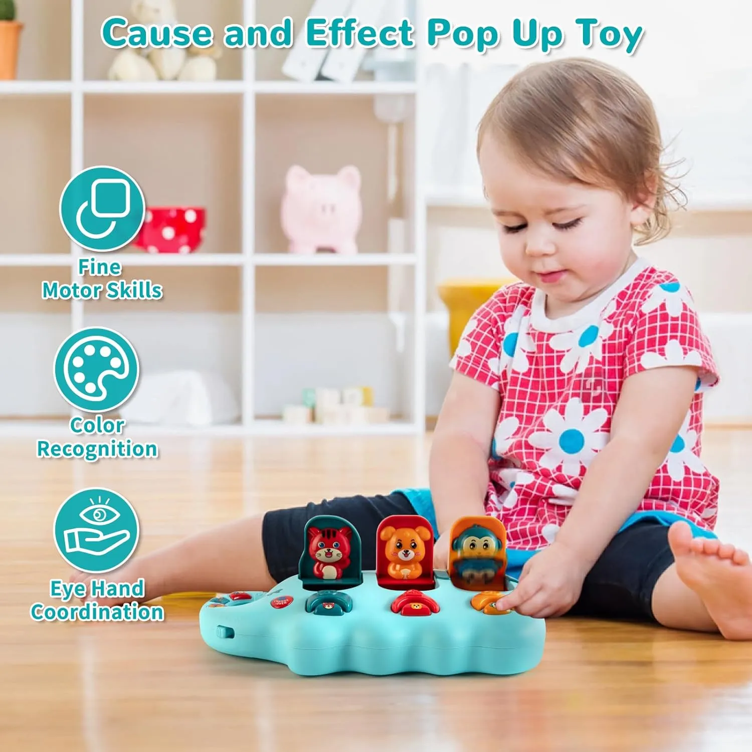 Baby Pop Up Musical Causes Toys, 6-18 Months, Montessori Learning Educational Gifts for 1 Year Old Boy or Girl