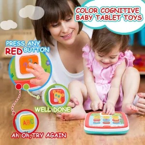 Baby Tablets Toys, Toddler Musical Play Tablet Toy 6-12 12-18 18-24 Months, Baby Tablet Learning Educational Baby Toys for 1 2 3 Year Old Boys Girls with Music Light