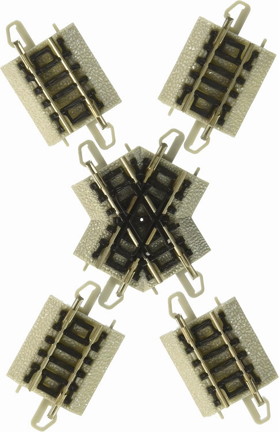 Bachmann Trains - Snap-Fit E-Z TRACK 60 DEGREE CROSSING (1/card) - NICKEL SILVER Rail With Grey Roadbed - N Scale, 8