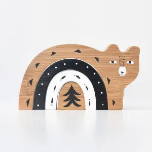 Bamboo Nesting Bear Wooden Toy