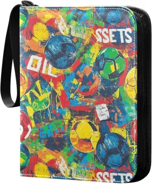 baseball card album cards album display holder with double sided removable sleeves for game, baseball cards collection Football Colorful Sports