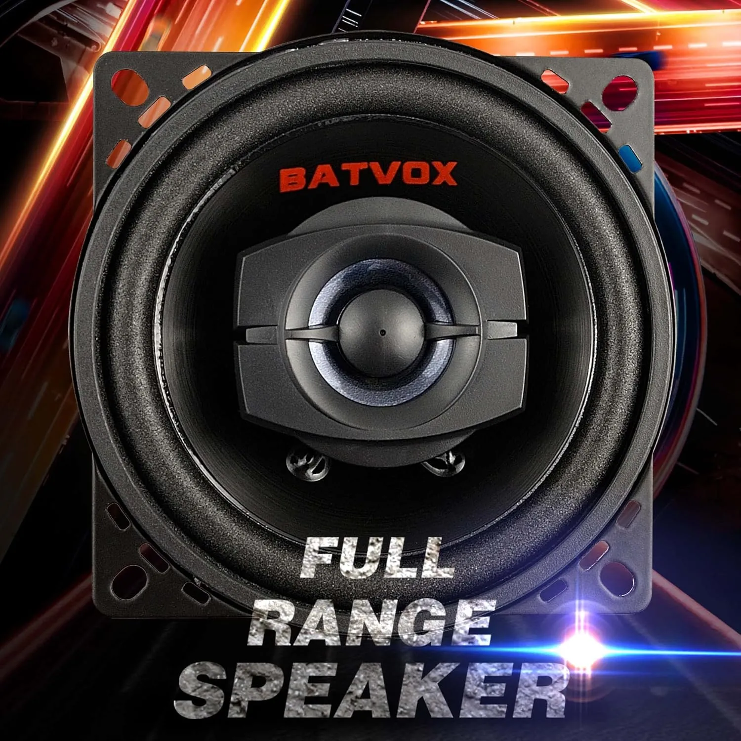 BATVOX CS401 150 Watts 4 Inch 2 Ways 4 Ohm Impedance and Piezo Tweeter for Premium Car Audio Coaxial Car Speakers, Car Stereo Sound System with Removable Grill (2 Speakers)