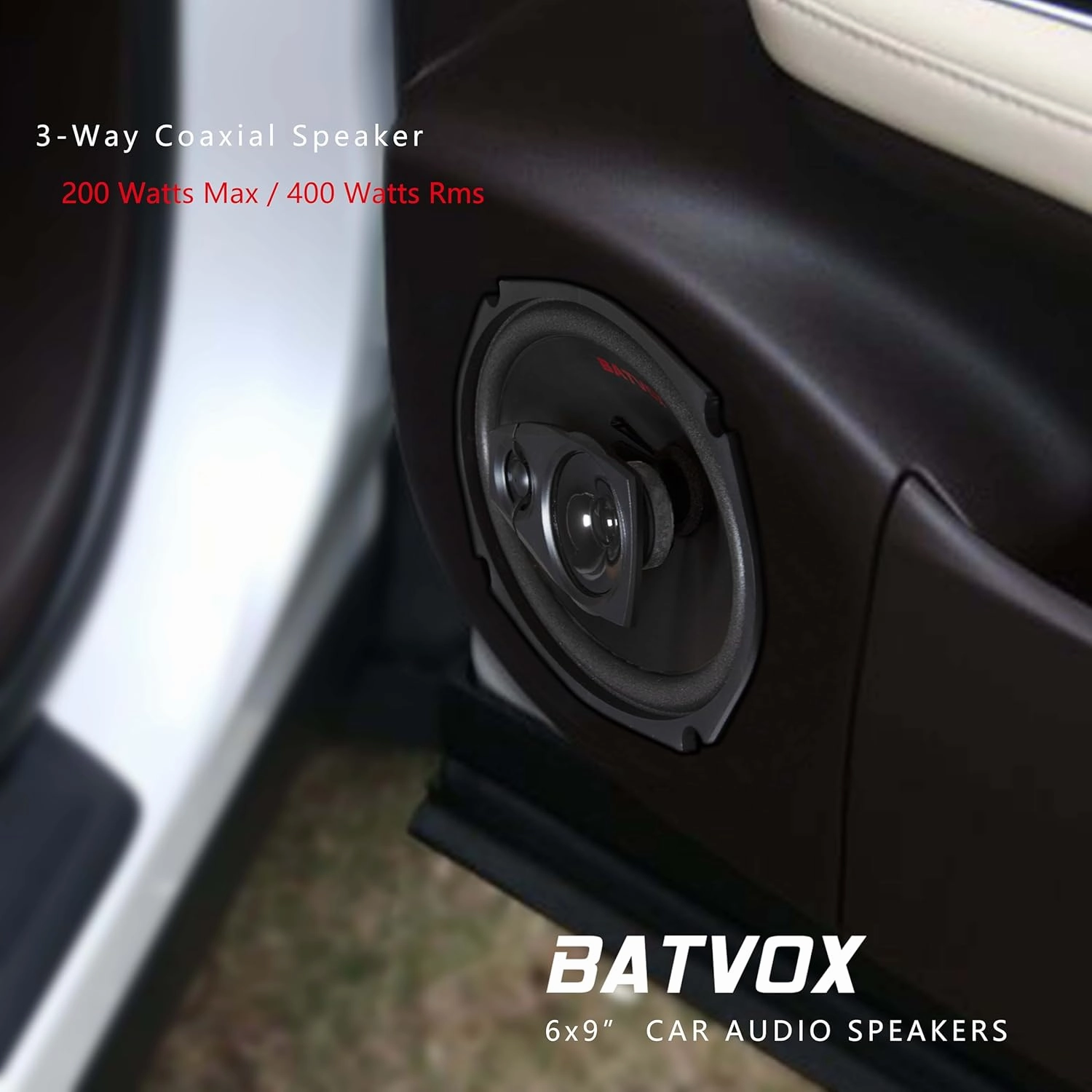 BATVOX CS691 400 Watts 6X9 Inch 3 Ways 4 Ohm Impedance and Piezo Tweeter for Premium Car Audio Coaxial Car Speakers, Car Stereo Sound System with Removable Grill (2 Speakers)