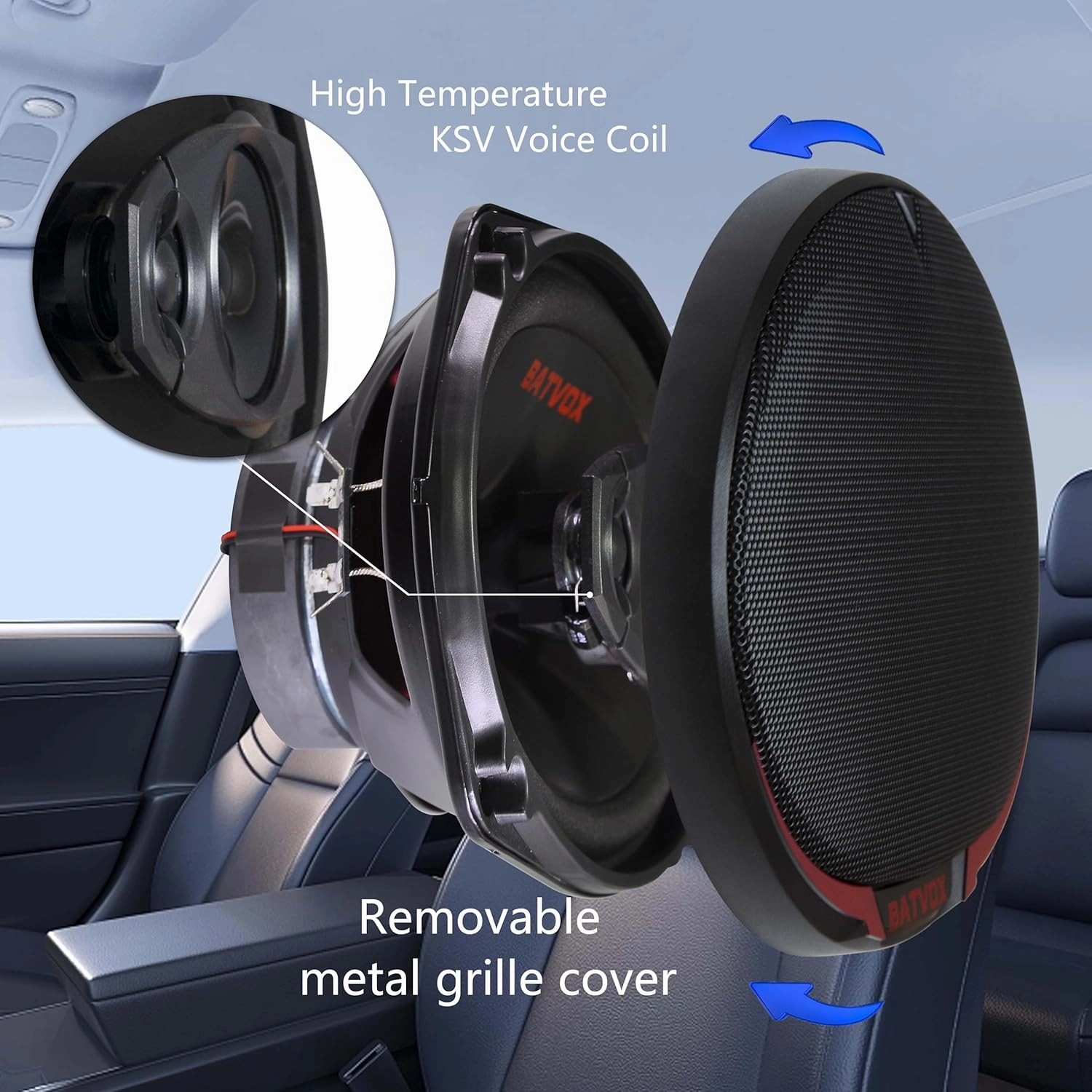 BATVOX CS691 400 Watts 6X9 Inch 3 Ways 4 Ohm Impedance and Piezo Tweeter for Premium Car Audio Coaxial Car Speakers, Car Stereo Sound System with Removable Grill (2 Speakers)