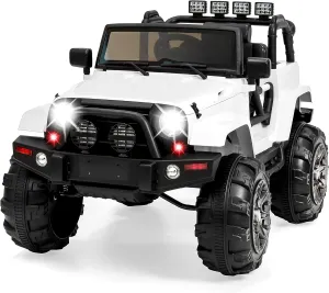 Best Choice Products Kids 12V Ride On Truck, Battery Powered Toy Car w/Spring Suspension, Remote Control, 3 Speeds, LED Lights, Bluetooth - White
