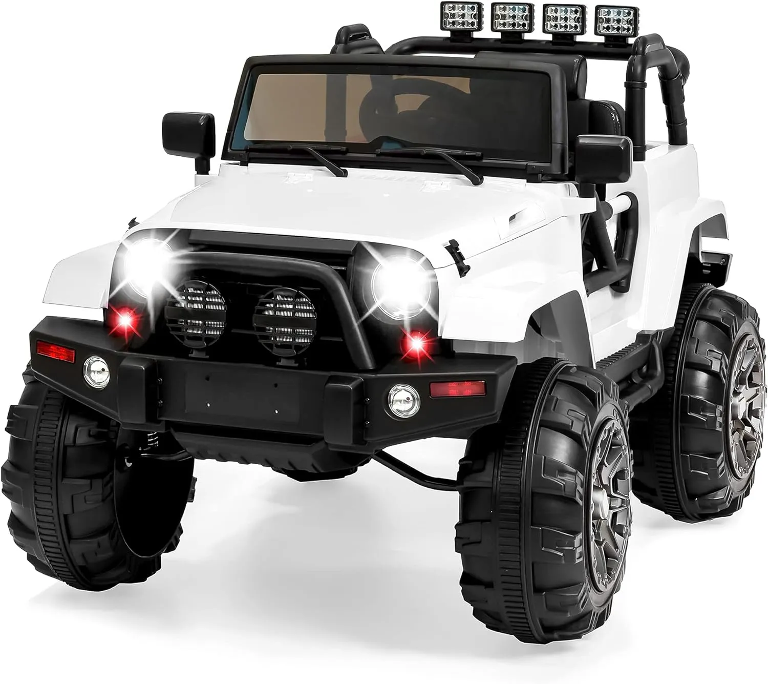 Best Choice Products Kids 12V Ride On Truck, Battery Powered Toy Car w/Spring Suspension, Remote Control, 3 Speeds, LED Lights, Bluetooth - White