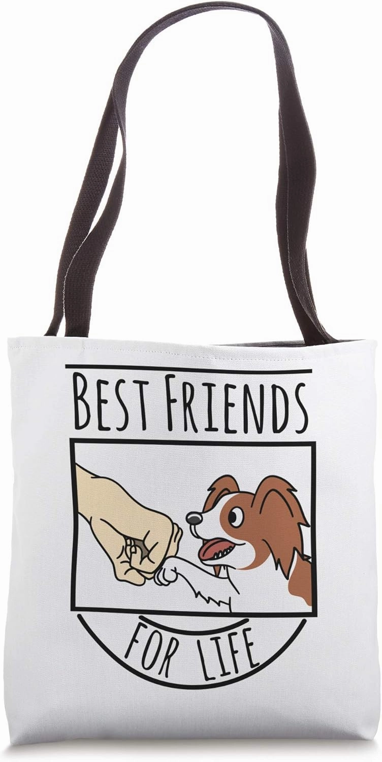 Best Friends Papillon Dog Tote Bag