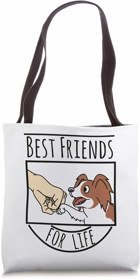 Best Friends Papillon Dog Tote Bag