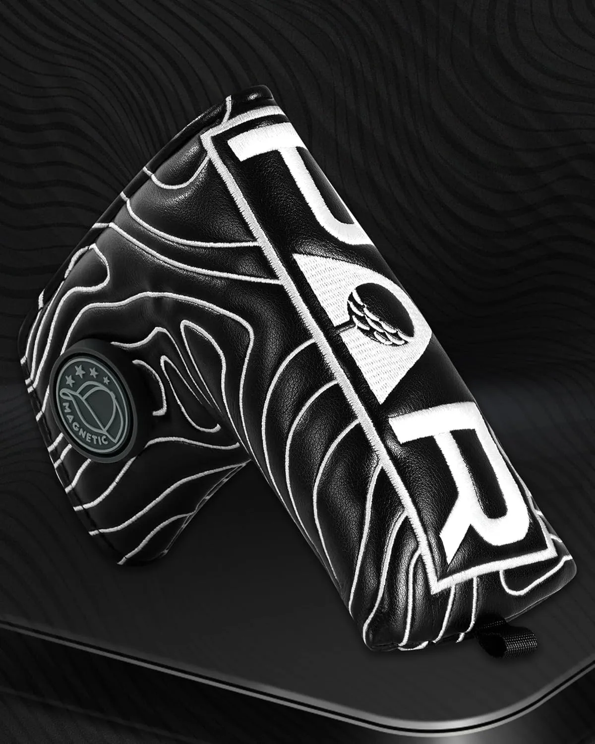BIG TEETH Golf Blade Putter Cover Headcover Club Protector Par Putter Head Covers Magnetic Bar Closure for Scotty Cameron Taylormade Odyssey Golf Course Texture Pattern