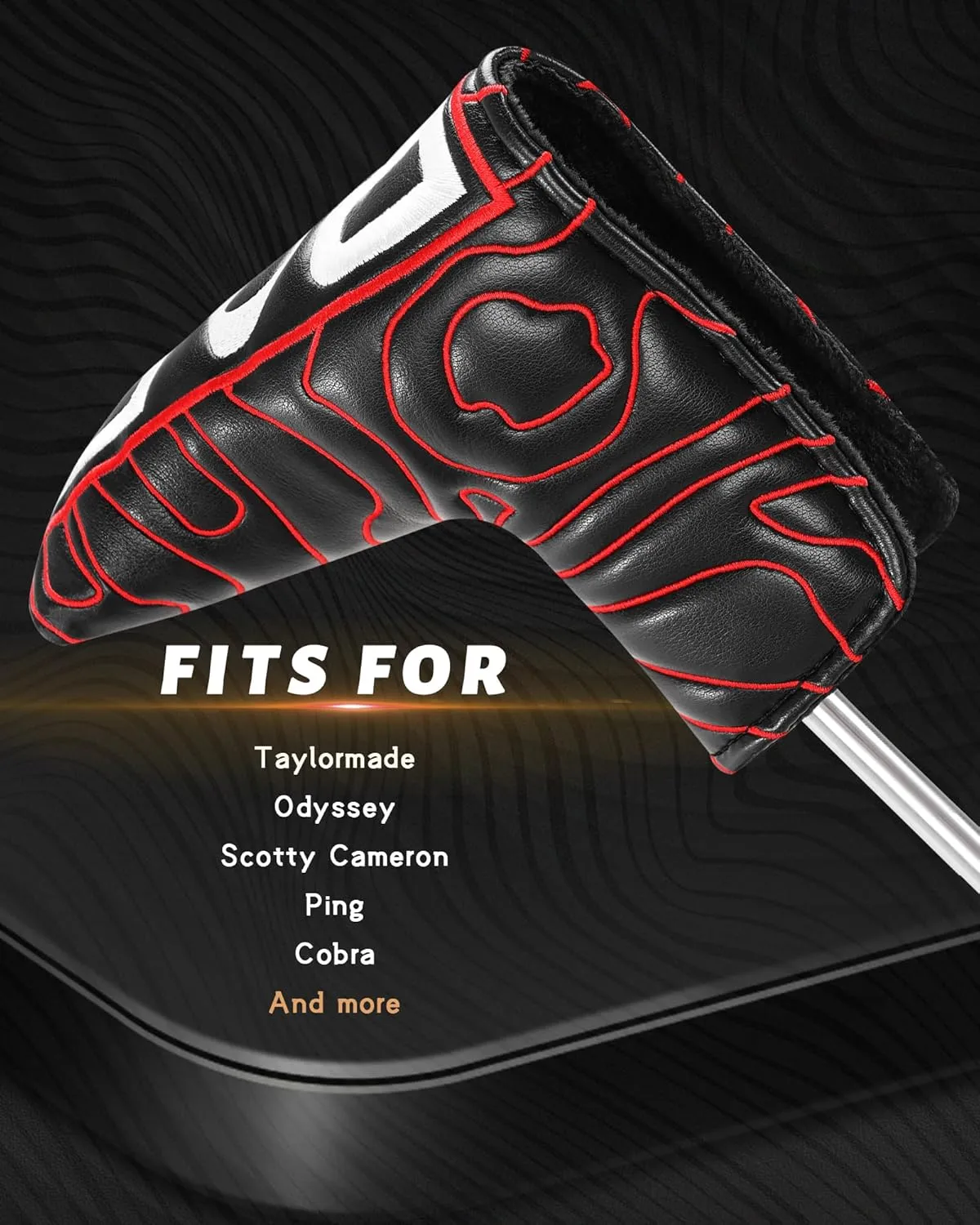 BIG TEETH Golf Blade Putter Cover Headcover Club Protector Par Putter Head Covers Magnetic Bar Closure for Scotty Cameron Taylormade Odyssey Golf Course Texture Pattern