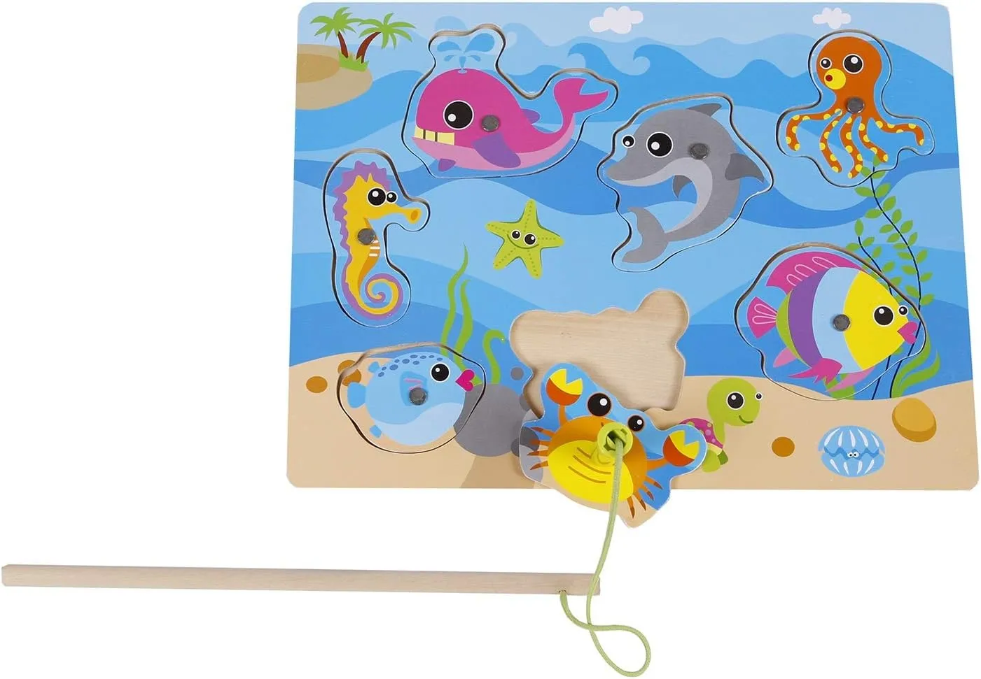 Big Tree Underwater Fishing Game (Wooden Puzzle): Can You Pull The Fish Out of The Water with The Magnetic Angle?