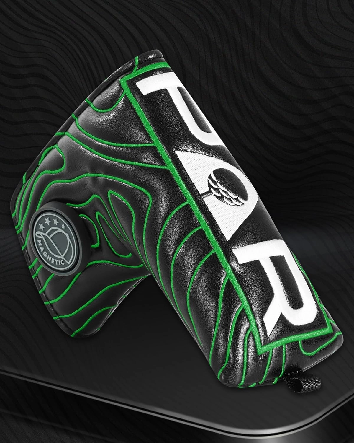 BIG TEETH Golf Blade Putter Cover Headcover Club Protector Par Putter Head Covers Magnetic Bar Closure for Scotty Cameron Taylormade Odyssey Golf Course Texture Pattern