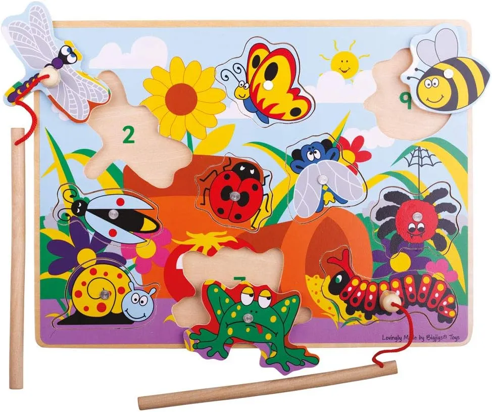 Bigjigs Toys Wooden Magnetic Fun Bugs Games with Rods