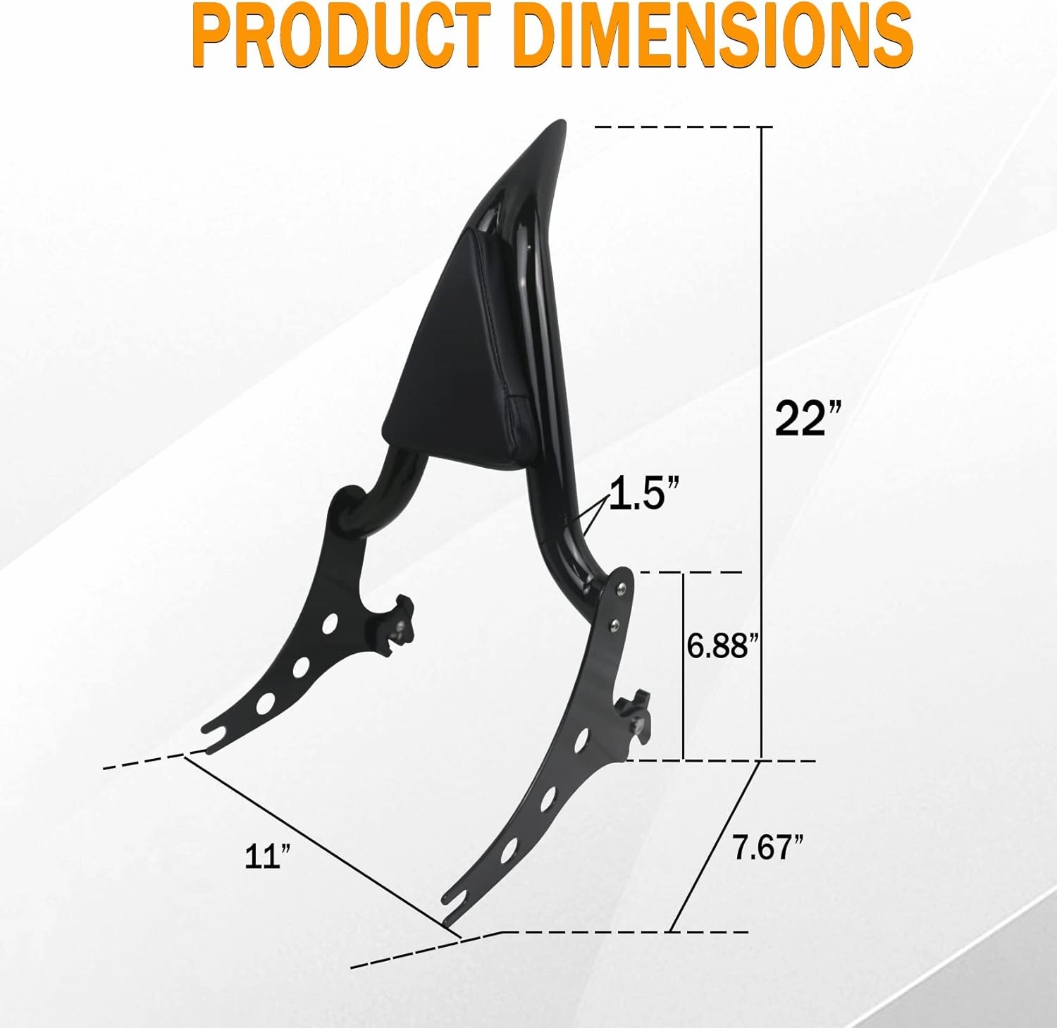Black Sissy Bar Passenger Backrest Pad Compatible for Harley Fatboy Lo FLSTF 07-17 Softail FXST FLST CVO 06-12, Night Train 06-09, Cross Bones 08-11