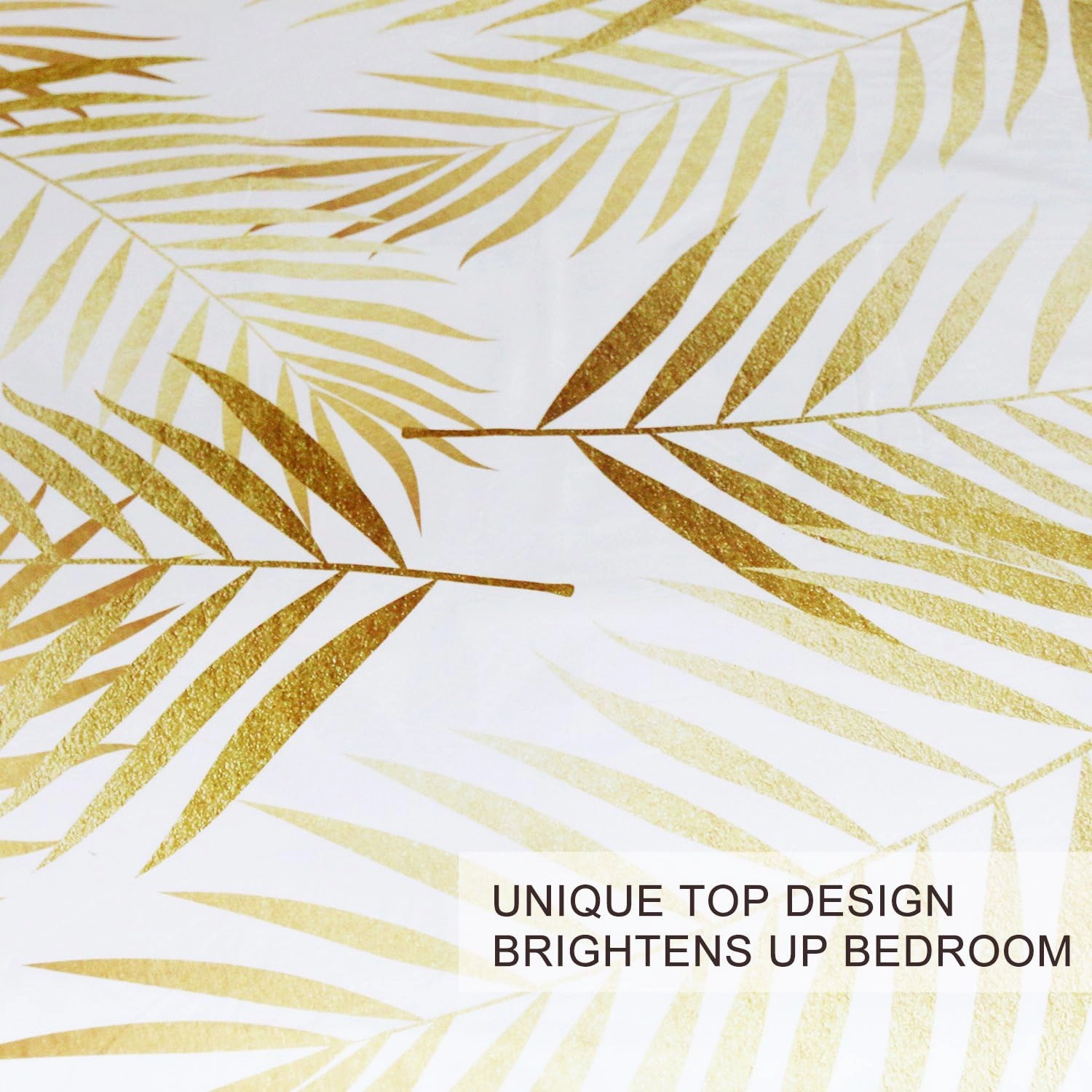 BlessLiving Modern Palm Leaf Bedding Tropical Floral Botanic Print Duvet Cover Set 3 Piece Gold and White Coastal Life Havana Bed Set (b, Twin)