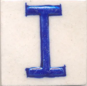 Blue I alphabet white tile (2x2)