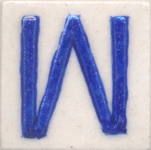 Blue W alphabet white tile (2x2)