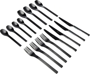 Bodum Penn K6335-01 Barcelona Cutlery Set, 16 Pieces, Stainless Steel, Black, 4 x 20 x 2 cm, 6 Units