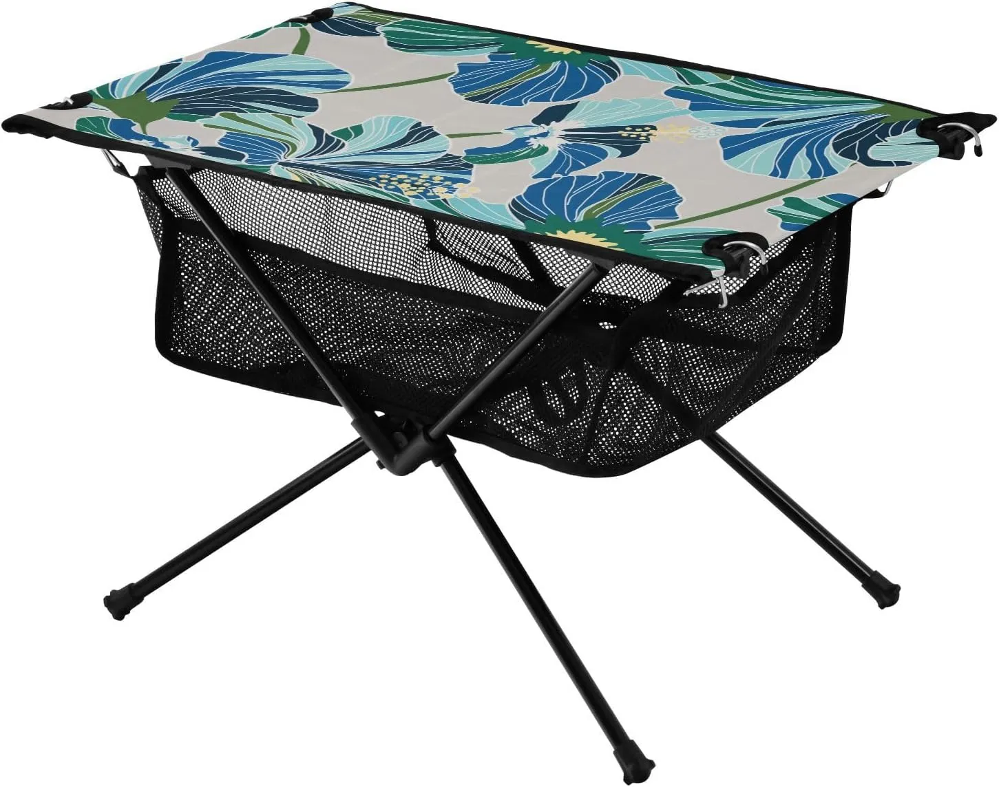 Bolaz Outdoor Folding Portable Picnic Camping Table-Blue Flower Pattern,Storage Mesh for Camping Gear Accessories, Hiking, Mountaineering, Outdoor Travel