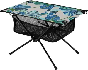 Bolaz Outdoor Folding Portable Picnic Camping Table-Blue Flower Pattern,Storage Mesh for Camping Gear Accessories, Hiking, Mountaineering, Outdoor Travel