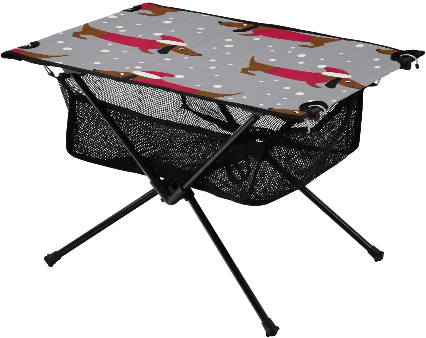 Bolaz Outdoor Folding Portable Picnic Camping Table-Christmas Dog Pattern 10,Storage Mesh for Camping Gear Accessories, Hiking, Mountaineering, Outdoor Travel