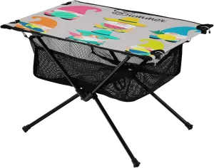 Bolaz Outdoor Folding Portable Picnic Camping Table-Cute Gnomes Pattern on Grey,Storage Mesh for Camping Gear Accessories, Hiking, Mountaineering, Outdoor Travel