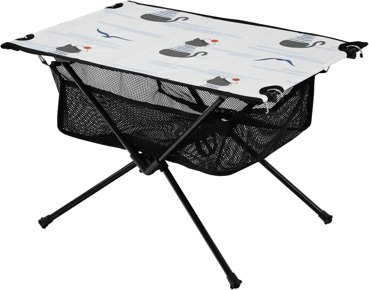 Bolaz Outdoor Folding Portable Picnic Camping Table-Cute Marine Cat,Storage Mesh for Camping Gear Accessories, Hiking, Mountaineering, Outdoor Travel