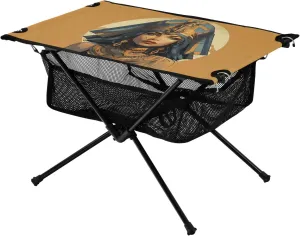 Bolaz Outdoor Folding Portable Picnic Camping Table-Egypt Woman Pattern5,Storage Mesh for Camping Gear Accessories, Hiking, Mountaineering, Outdoor Travel