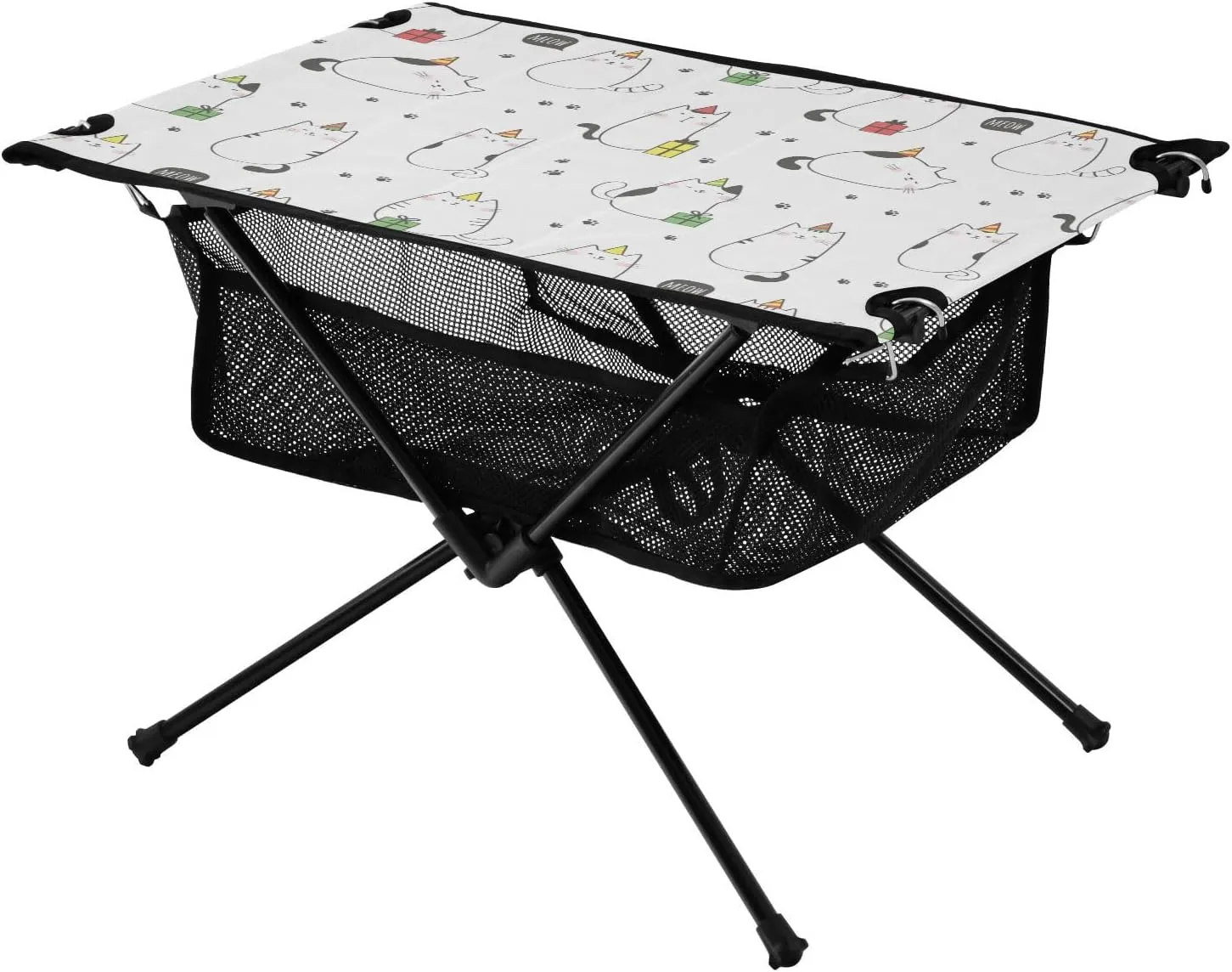 Bolaz Outdoor Folding Portable Picnic Camping Table-Funny Cats,Storage Mesh for Camping Gear Accessories, Hiking, Mountaineering, Outdoor Travel