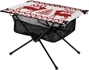 Bolaz Outdoor Folding Portable Picnic Camping Table-Geometric Vintage Pattern 2,Storage Mesh for Camping Gear Accessories, Hiking, Mountaineering, Outdoor Travel