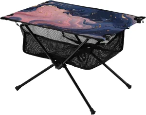 Bolaz Outdoor Folding Portable Picnic Camping Table-Pink and Purple Water Ripple,Storage Mesh for Camping Gear Accessories, Hiking, Mountaineering, Outdoor Travel