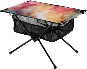 Bolaz Outdoor Folding Portable Picnic Camping Table-Pink Marble Pattern 10,Storage Mesh for Camping Gear Accessories, Hiking, Mountaineering, Outdoor Travel