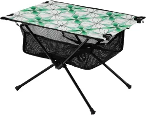 Bolaz Outdoor Folding Portable Picnic Camping Table-St. Patrick's Day Geometry Green,Storage Mesh for Camping Gear Accessories, Hiking, Mountaineering, Outdoor Travel