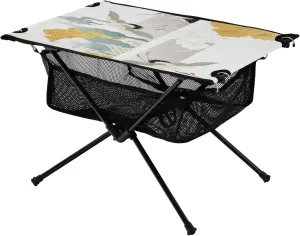 Bolaz Outdoor Folding Portable Picnic Camping Table-Vintage Crane and Peony,Storage Mesh for Camping Gear Accessories, Hiking, Mountaineering, Outdoor Travel