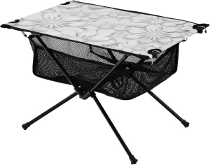 Bolaz Outdoor Folding Portable Picnic Camping Table-White Flower Painting,Storage Mesh for Camping Gear Accessories, Hiking, Mountaineering, Outdoor Travel