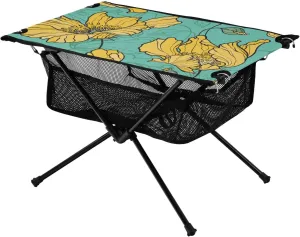 Bolaz Outdoor Folding Portable Picnic Camping Table-Yellow Flower Pattern,Storage Mesh for Camping Gear Accessories, Hiking, Mountaineering, Outdoor Travel