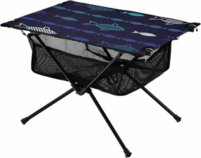 Bolaz Outdoor Folding Portable Picnic Camping Table-Blue Fish Printing,Storage Mesh for Camping Gear Accessories, Hiking, Mountaineering, Outdoor Travel