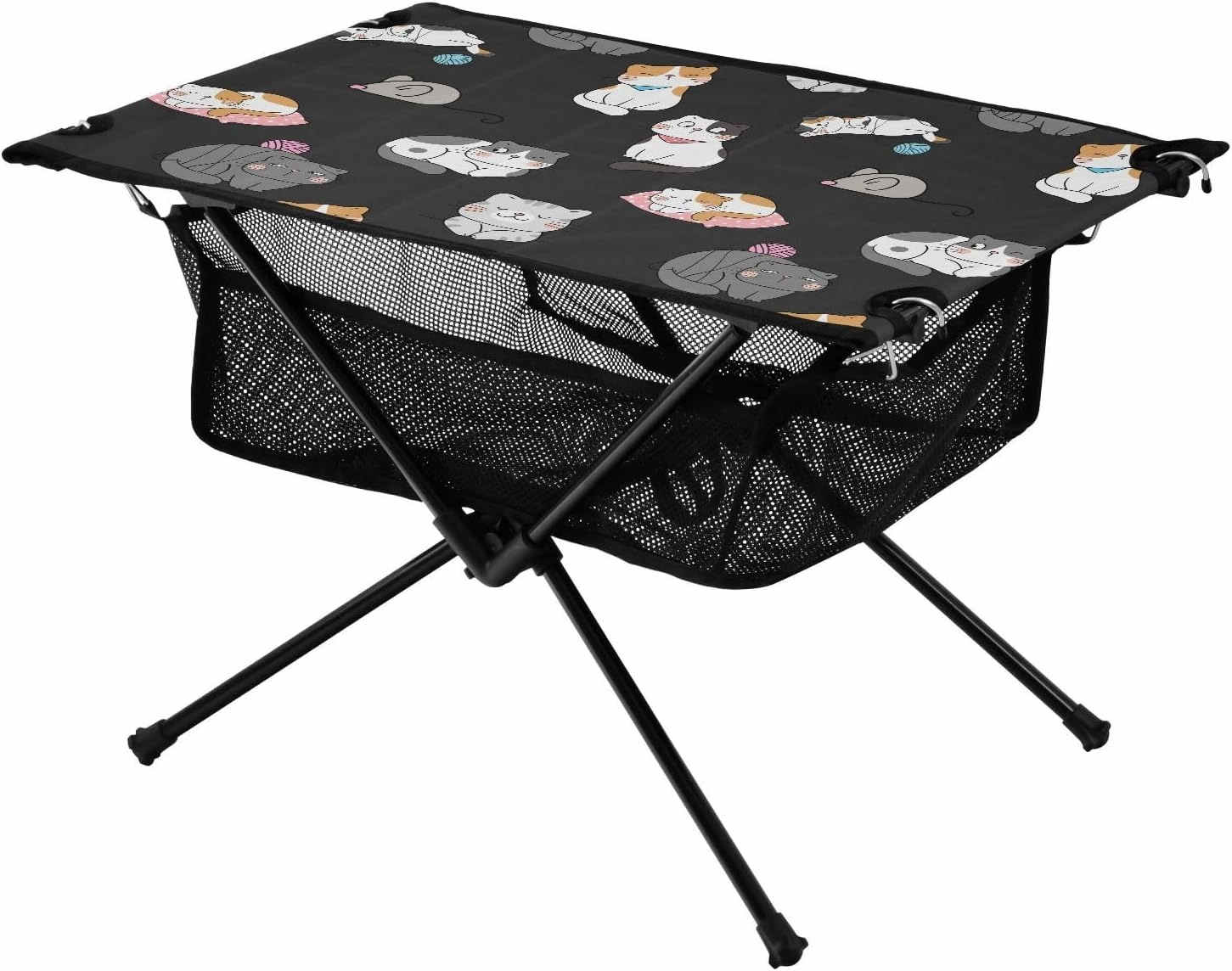 Bolaz Outdoor Folding Portable Picnic Camping Table-Cartoon Cat and Mouse,Storage Mesh for Camping Gear Accessories, Hiking, Mountaineering, Outdoor Travel