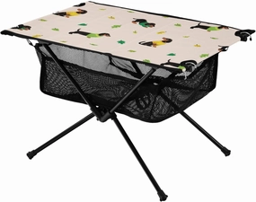Bolaz Outdoor Folding Portable Picnic Camping Table-Cartoon Dachshunds Puppy Dog,Storage Mesh for Camping Gear Accessories, Hiking, Mountaineering, Outdoor Travel