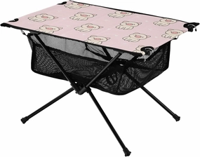 Bolaz Outdoor Folding Portable Picnic Camping Table-Cartoon Pink Pig Print,Storage Mesh for Camping Gear Accessories, Hiking, Mountaineering, Outdoor Travel