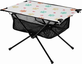Bolaz Outdoor Folding Portable Picnic Camping Table-Colorful Cat Or Dog Paw Print,Storage Mesh for Camping Gear Accessories, Hiking, Mountaineering, Outdoor Travel