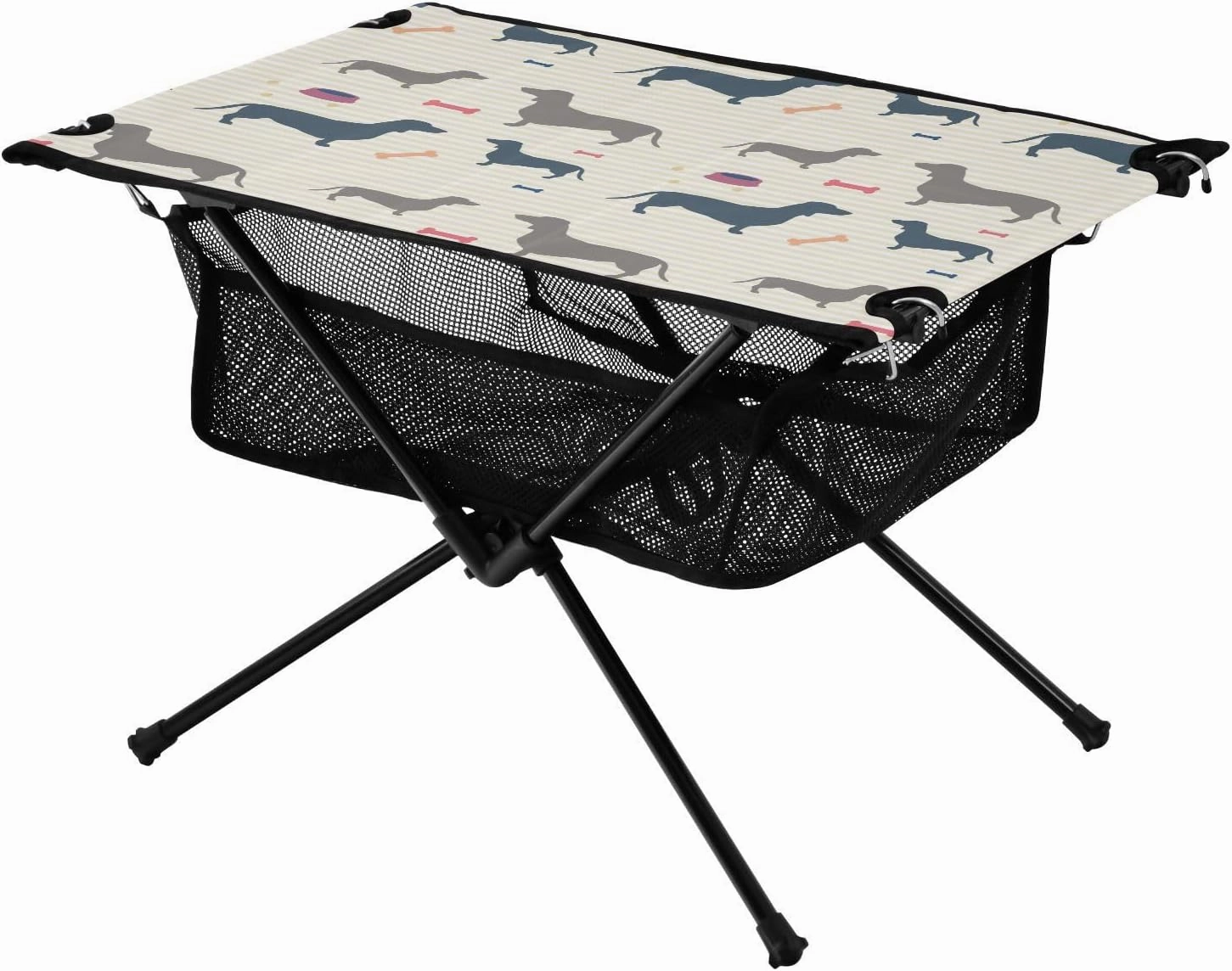 Bolaz Outdoor Folding Portable Picnic Camping Table-Dachshund Puppy Dog,Storage Mesh for Camping Gear Accessories, Hiking, Mountaineering, Outdoor Travel