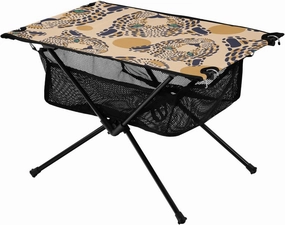 Bolaz Outdoor Folding Portable Picnic Camping Table-Leopard Yellow Print,Storage Mesh for Camping Gear Accessories, Hiking, Mountaineering, Outdoor Travel
